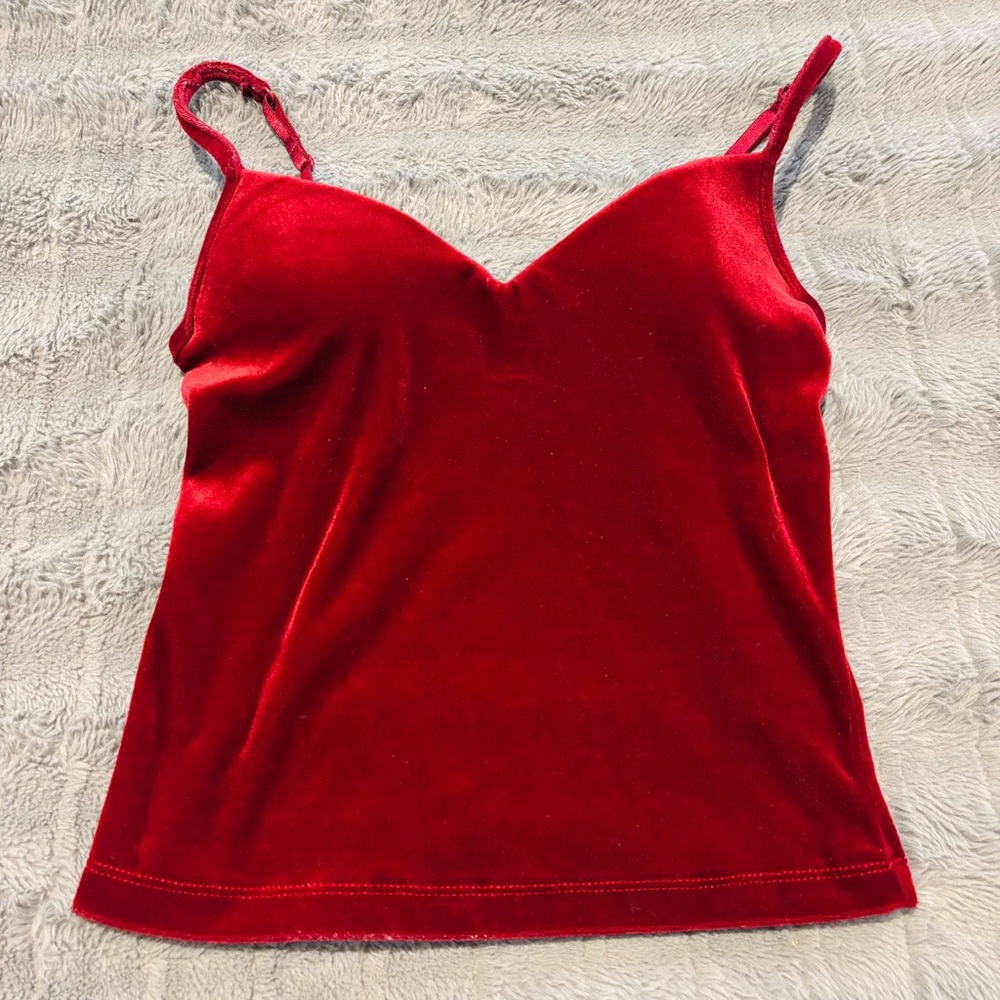 One Step Ahead Red Velvet Spaghetti Strap Cami